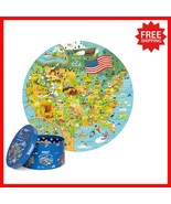 Kids 150-Piece USA Map Puzzle - Educational Jigsaw in Round Gift Box for... - $495.41 MXN