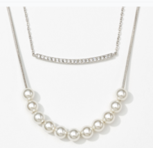 Touchstone Swarovski Crystal Pearl Get in Line Necklace - £51.15 GBP