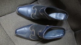 &quot;&quot;COUNTRY-WESTERN - Cowboy Boot Mules&quot;&quot; - Slip On - Suede Top Navy Blue - Size 7 - £7.10 GBP