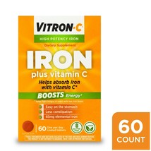 Vitron-C High Potency Iron Supplement with 125 mg Vitamin C, 60 Count..+ - £23.73 GBP