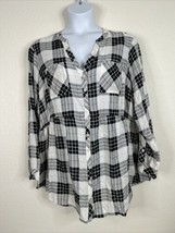 Torrid Womens Plus Size 3 (3X) Blk/Wht Plaid Button-Up Tunic Shirt Long Sleeve - £13.36 GBP