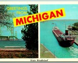 Water Wonderland Dual View Banner Greetings From Michigan MI Chrome Post... - $3.91