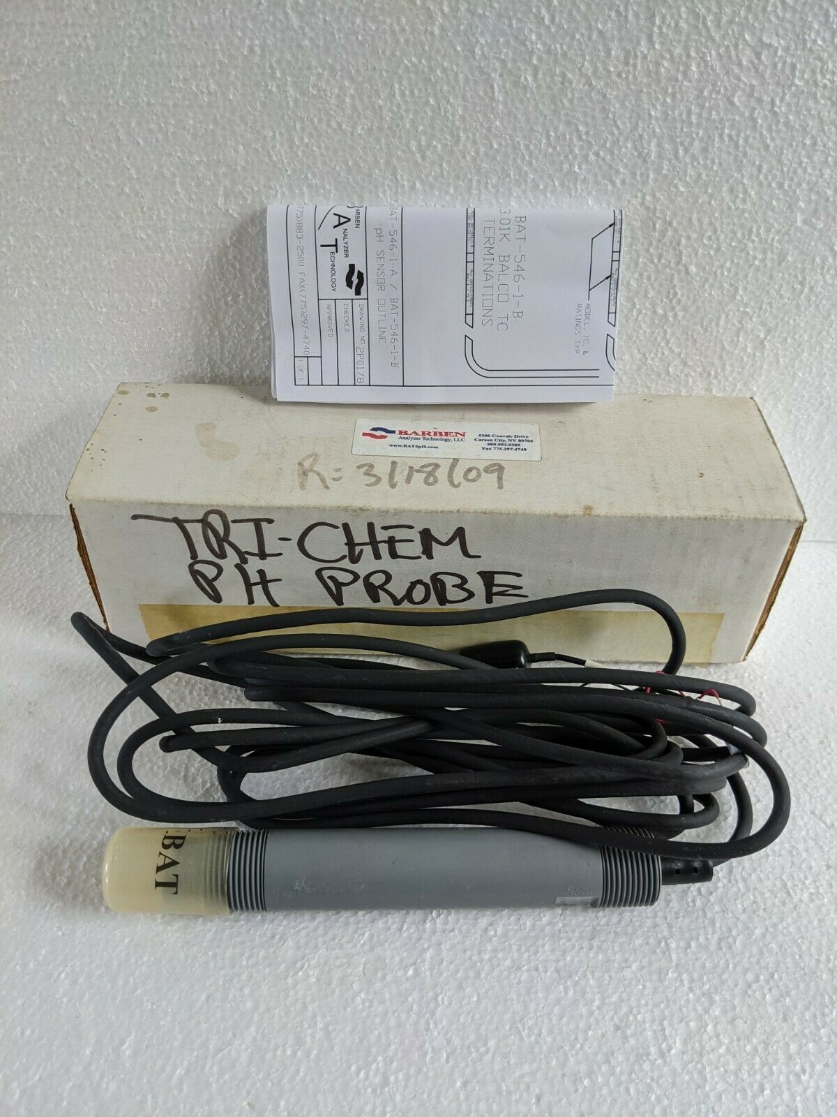BARBEN ANALYZER TECHNOLOGY pH SENSOR BAT-2 546-1-B - $135.00
