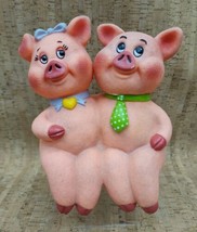 Vintage 1993 Artline Cute Pink Piggy Couple  Plastic Piggy Pig Bank Mode... - £22.65 GBP