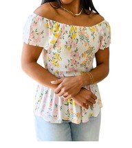 Andree By Unit constantly cute top in White Floral - size 1X - £26.02 GBP