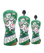 Golf Driver Fairway Wood Hybrid Head Cover Mahjong Dots Cartoon 3pcs Set - $109.62 CAD