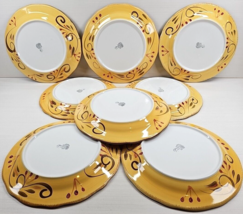8 Home Trends Italian Villa Dinner Plates Set Yellow Green Scallop Edge Dish Lot - £79.03 GBP