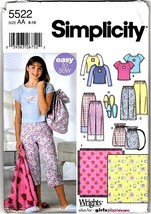 Simplicity Sewing Pattern 5522 Pajamas Slippers Bag Blanket Girls Size 8-16 - £7.16 GBP