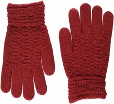 Steve Madden Women&#39;s Zigzag iTouch Touchscreen Gloves, Red Metallic - £9.57 GBP