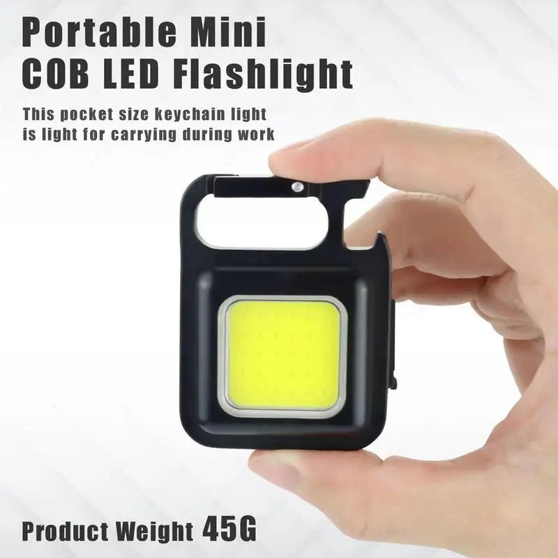 Portable COB Flashlight LED Mini Pocket With Keychain Hanging Work Light USB - £9.66 GBP+