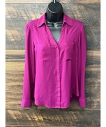 Express Portofino Shirt Women’s SMALL Roll Tab Elegant Top Norm Dark Pin... - $12.65