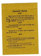 Pauverty Partey Invitation Berkeley California 1930&#39;s Funny Poverty Party - $59.55