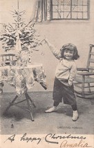 Young Girl Christmas Morning~Tuck Series 1810 Photo Postcard 1902 Rpo Psmk - £7.88 GBP