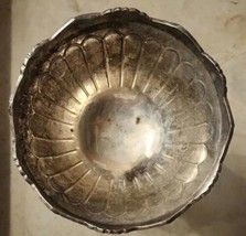 Vintage Silver Plated 3 Footed Centerpiece Bowl W/ Scalloped Rim & Paneled Sides - $44.45