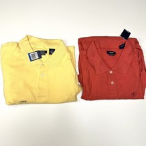 Men’s Izod Polo Shirt Size XL Lot Of 2 Silk Wash Cotton Collar Red And Yellow  - £21.26 GBP