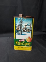 Vintage Pure Maple Syrup Tin 1 Gallon Square Can Yellow Green Sugar Hous... - $29.99