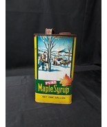 Vintage Pure Maple Syrup Tin 1 Gallon Square Can Yellow Green Sugar Hous... - $42.01 CAD