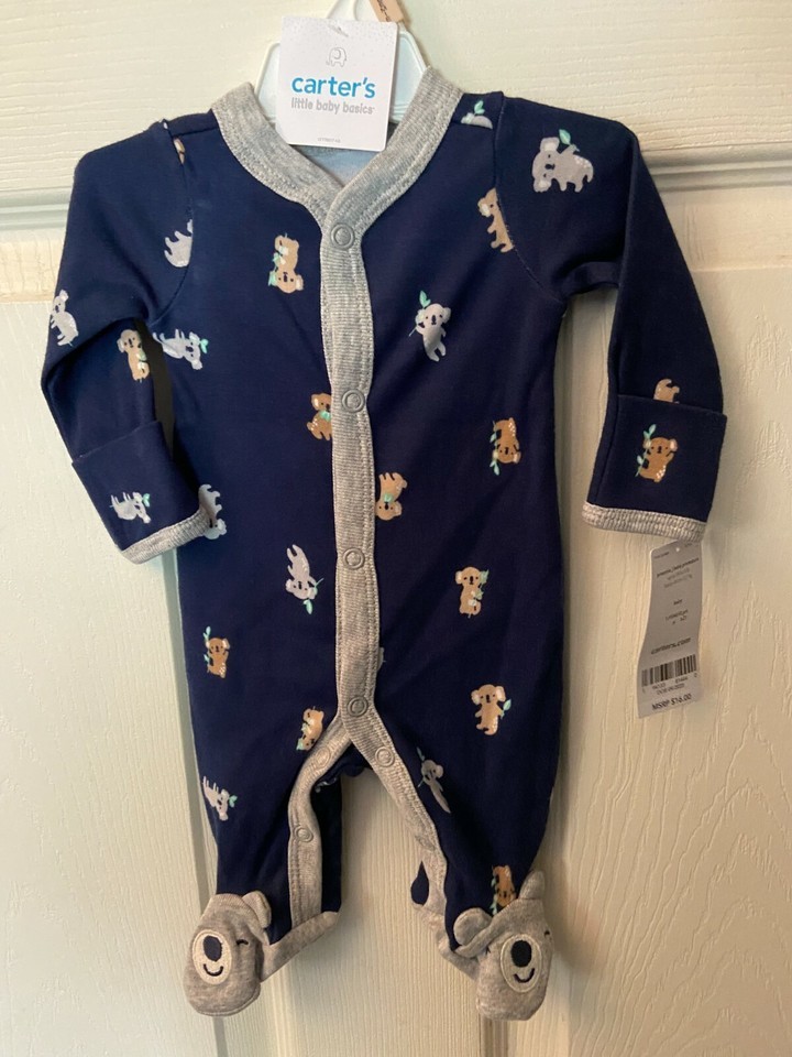 Carter&#39;s Neutral Navy Koala Snap Front Preemie s1 *NEW* - $9.99