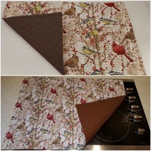 Chocolate Brown - Birds &amp; Berries Cover &amp; Protector for Flat Stove Top - £51.14 GBP
