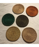 Vtg Mixed Lot 6 Multicolor Woven Wicker Rattan Paper Plate Holders 9&quot; - $25.43 CAD