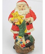 SUPER CUTE CHUBBY SANTA w/ Toys FIGURINE 7&quot; Tall Ceramic Jolly St. Nick ... - $14.11 CAD