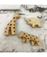 Miniature Wooden Safari Animals Lot Of 3 Giraffe Cheetah Elephant Collec... - £7.64 GBP