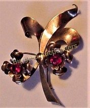 Vintage HI Harry Iskin Flower &amp; Ribbon 1/20-10K Pin Brooch 2 1/2&quot; - £49.78 GBP