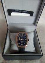 Montres De Luxe Estremo Black Tonneau Leather rose gold Watch NEW - £138.79 GBP
