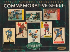 1992-93 Parkhurst Commemorative Sheet Nrmt Promo Leafs Vs Monteal - £8.62 GBP