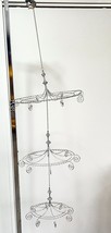 Hanging Ornament Chandelier Display 3 Tiers Ceiling Mount 24 Hooks Silver Metal - £77.23 GBP