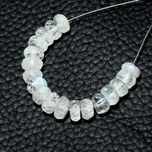 18pcs Natural Rainbow Moonstone Rondelle Beads Loose Gemstone 14.40cts Size 6mm - £6.69 GBP