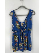 Band of Gypsies Romper One Piece Size Medium Blue Green Floral Tie Front... - $34.71 CAD