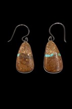 Lutricia Yellowhair Navajo Sterling Silver Boulder Turquoise Dangle Earrings - £52.11 GBP