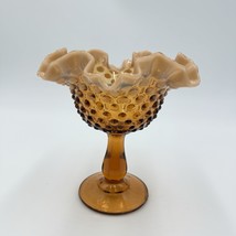 Fenton Art Glass Root Beer Opalescent Gradient Hobnail Ruffled Compote 6” - $49.50