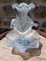 Vintage Fenton  Epergne  Velva Blue STRETCH Glass  4 Horn EPERGNE origin... - $499.00