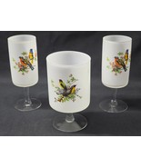 Vintage 6&quot; Songbird Goblets White Quartz To Clear - Set Of 3 - Unknown M... - $24.37