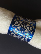 100pcs Metallic Paper Blue Laser Cut Table Decoration,Napkin Ring,Towel Wrappers - £26.74 GBP