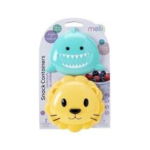 Melii Animal Snack Containers w/ Lid 2 Pack Shark &amp; Lion Leakproof BPA F... - $15.99