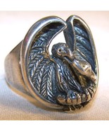 1 DELUXE EAGLE WITH SNAKE SILVER BIKER RING BR34 mens fashion jewelry ri... - $234.94 MXN