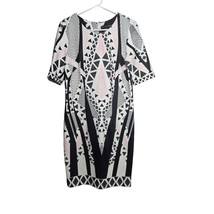 Madison Leigh Shift Dress Women&#39;s Size 8 Pink Black Geometric Stripes - $29.99