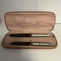 PARKER 51 Fountain Pen And Mechanical Pencil Set Burgundy Barrel Jeweled... - $123.70