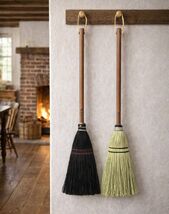 FIREPLACE HEARTH BROOM - Black &amp; Natural Amish Long Handle Handle Brush - $53.99