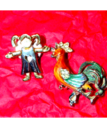 Beautiful rooster and little girl brooch - £21.79 GBP