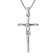 Faithful Devotion Crucifix Cross Sterling Silver Necklace - £19.60 GBP