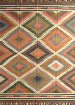 Indian Wool Jute Handwoven Decorative Vintage Kilim Rectangle Boho Area Rugs - £52.16 GBP+