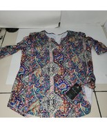 Akewei Paisley V-neck short sleeve shirt blouse Size Large See Photos Ne... - €10,96 EUR