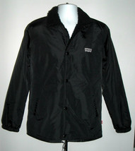 Mens Levis Sherpa Coaches Jacket Coat black small 100% polyester snap bu... - $62.34