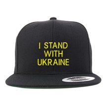 Trendy Apparel Shop I Stand with Ukraine Embroidered Flatbill Snapback Cap - Bla - £19.54 GBP+