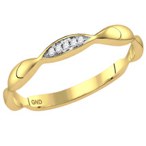 10kt Yellow Gold Womens Round Diamond Contour Stackable Band Ring .02 Cttw - $1,858.33 MXN