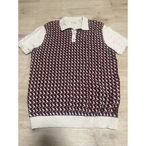 Ben Sherman Men's Retro Geo Polo Size Large White Blue Red Punk Oi! Mod ... - $21.58